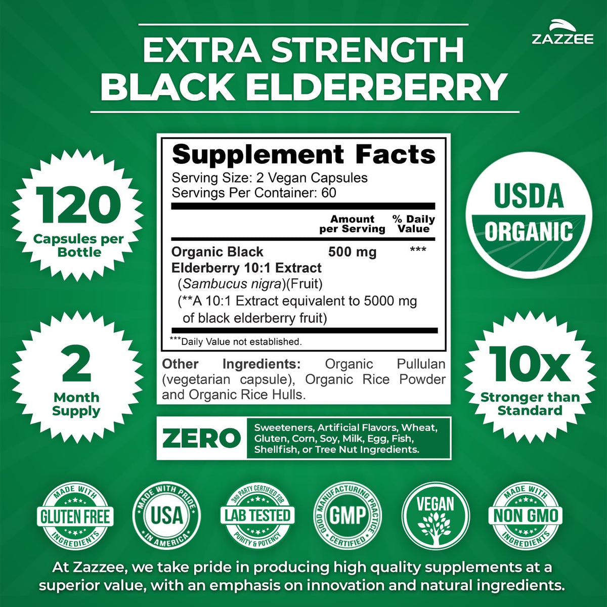 Zazzee Organic Black Elderberry Extract, 100% Authentic, available in India at Curat Cart. Boost your health naturally with this USDA Organic supplement.
