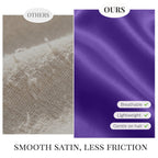 Side-by-side comparison of ZHENSILK's smooth silk against standard satin, highlighting breathability and gentleness on hair.