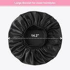 Premium imported 3-piece silk sleep bonnet set, featuring a large 14.2" diameter for comfortable wear and protection.