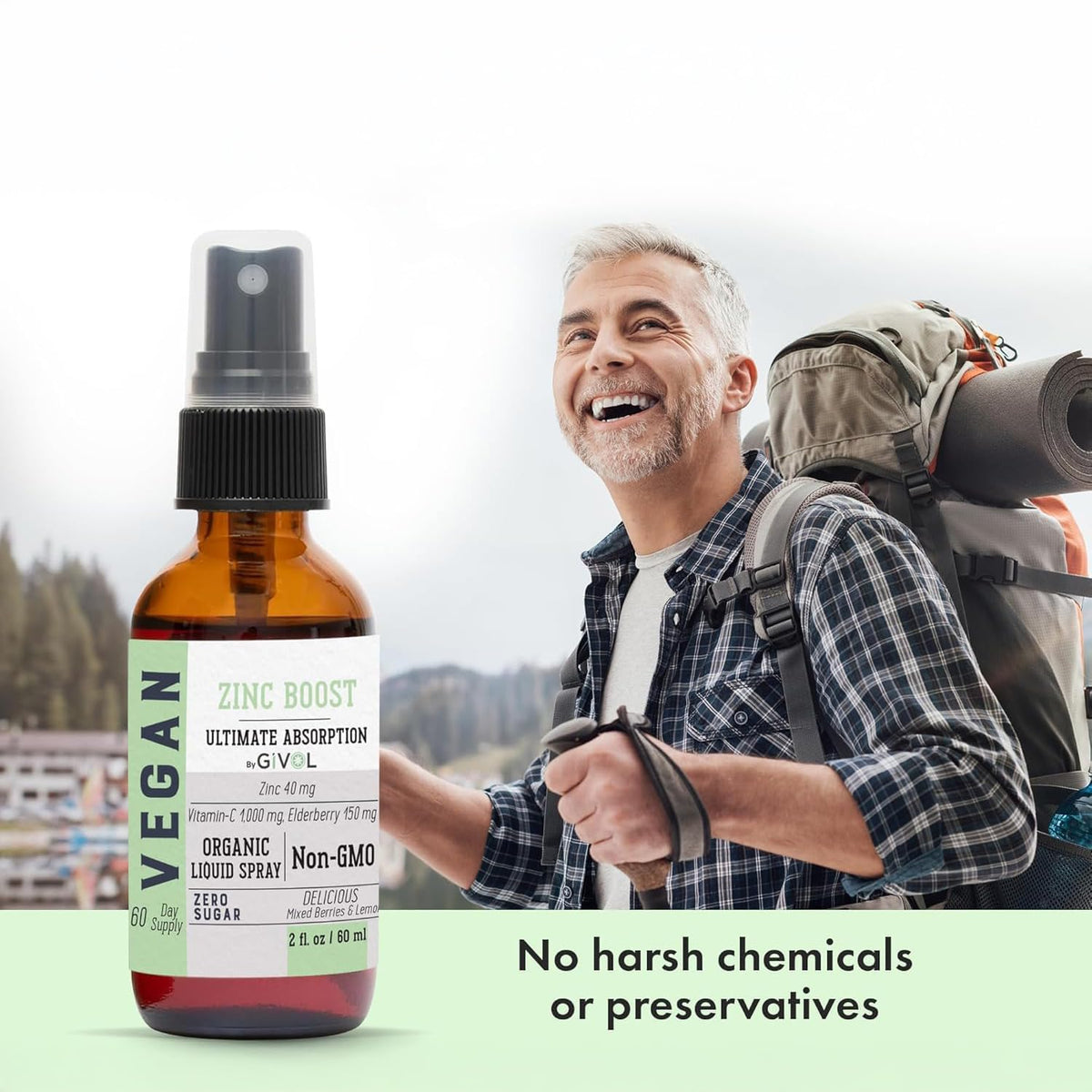 Zinc Active Mist Liquid Spray, specially curated by Curat Cart, offers ultimate absorption and is vegan, non-GMO, and free from harsh chemicals.