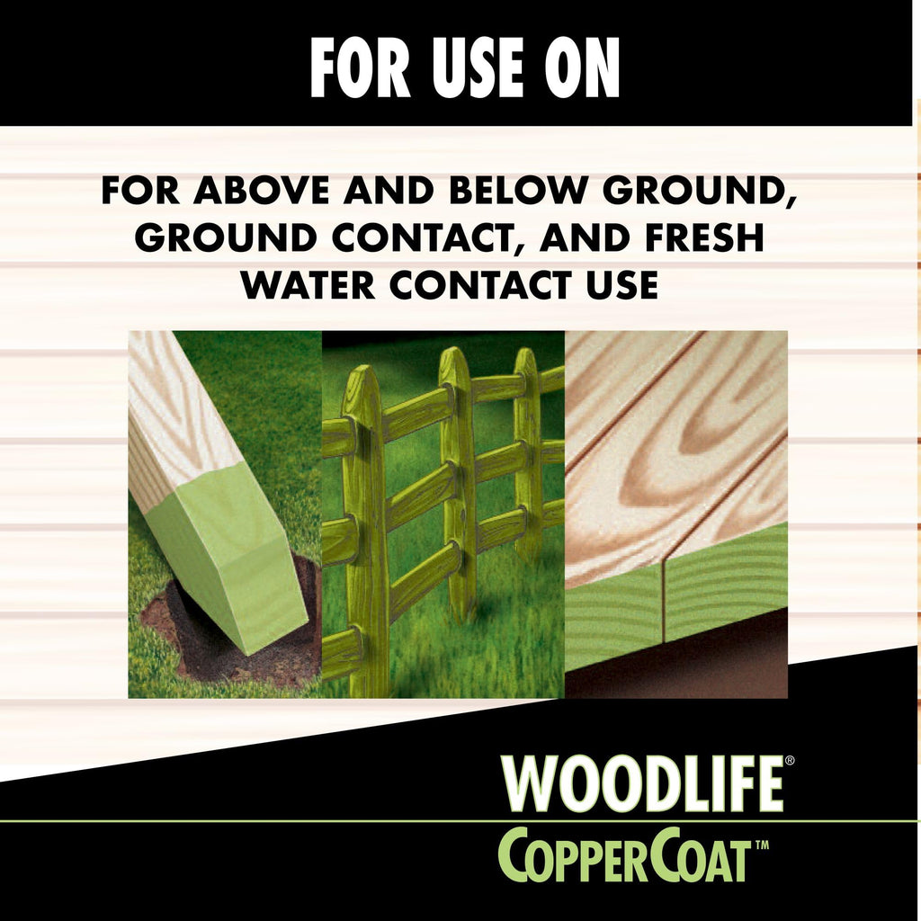 Zinsser WoodLife Coppercoat protects wood above and below ground, ideal for durability. Available at Curat Cart.