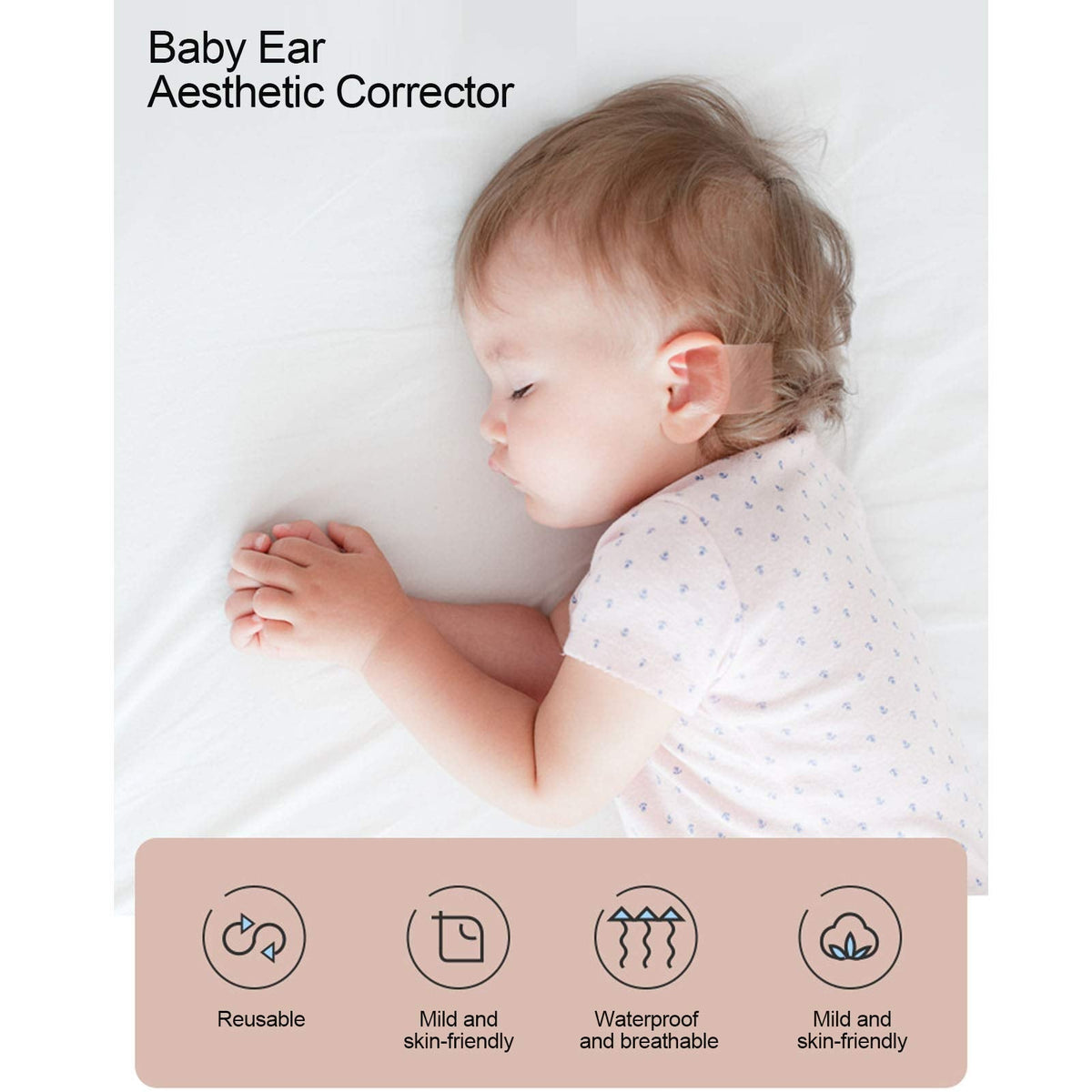 ZJchao Baby Ear Correction Patch - Side Profile With Key Benefit Callouts | Authentic Curat Cart Stock