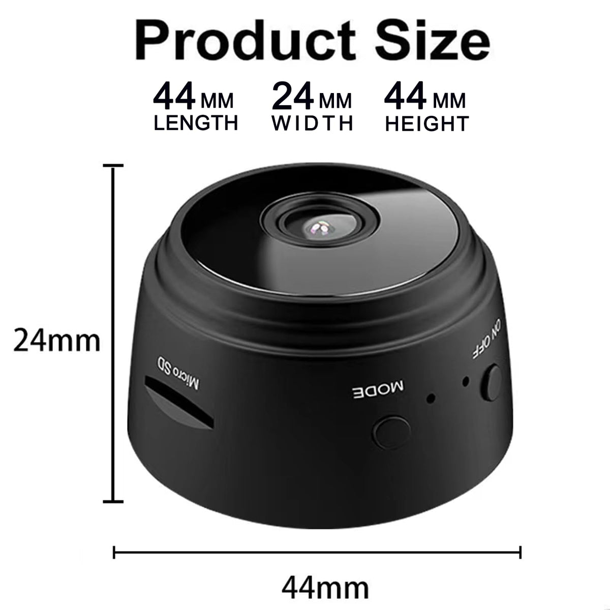 ZMDCAM Mini WiFi Security Camera, premium imported quality, compact design measuring 44mm, available at Curat Cart.