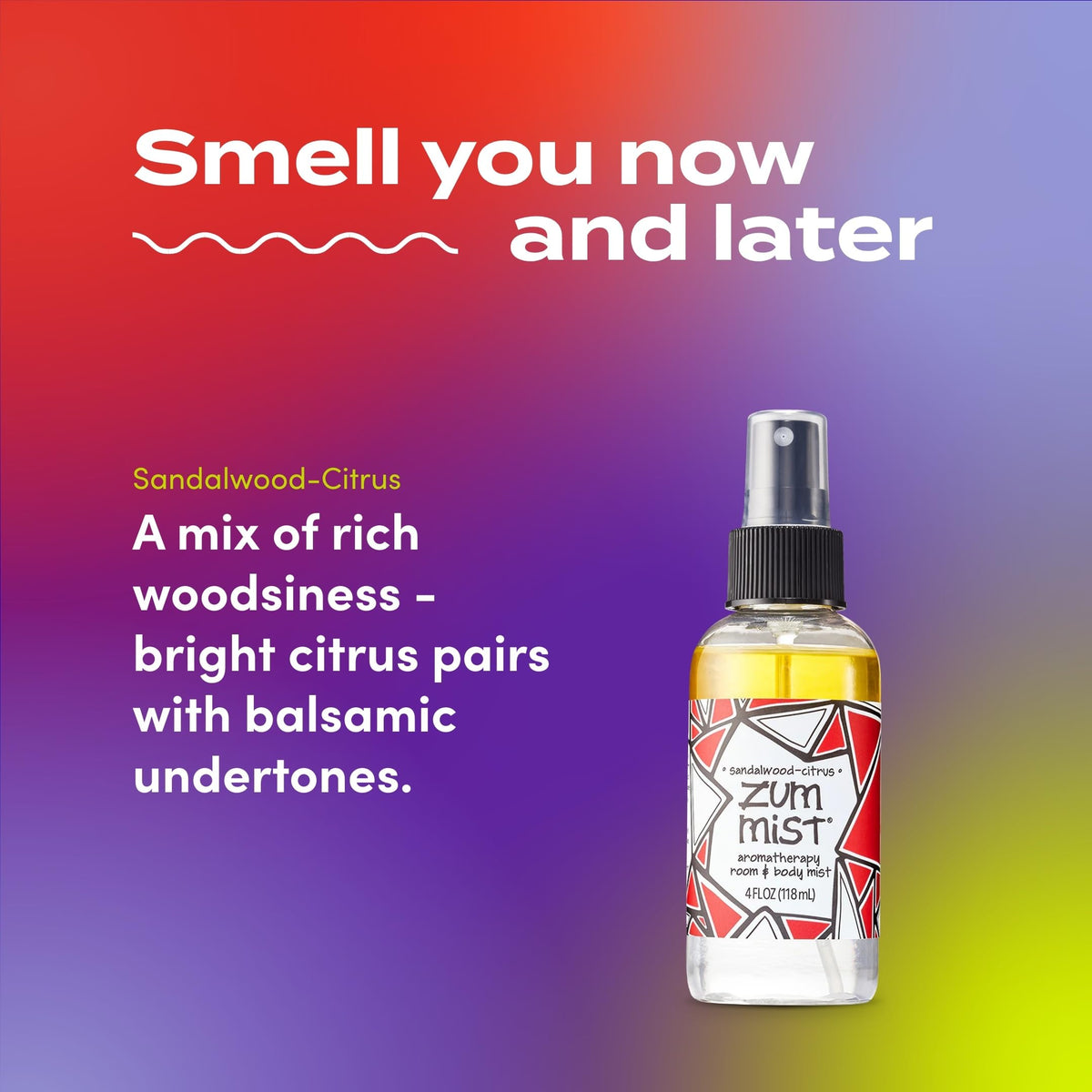 Zum Mist Room and Body Spray in official packaging, featuring sandalwood-citrus scent. Available at Curat Cart.