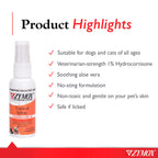 Zymox Hot Spot Spray in official packaging, designed for pets with soothing aloe vera and non-toxic ingredients. Available at Curat Cart.