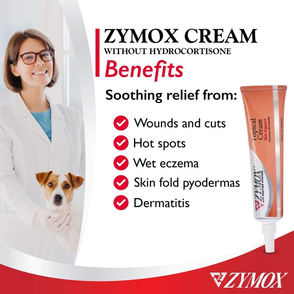 ZYMOX Topical Cream for Pets offers soothing relief from wounds, hot spots, and dermatitis. 100% Authentic, available at Curat Cart.