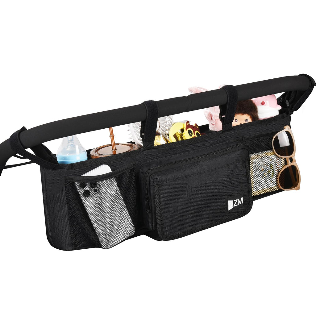 Premium imported ZZM Double Stroller Organizer features multiple pockets for essentials. Shop now at Curat Cart.