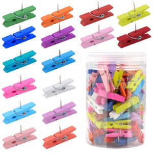 Bright and vibrant Colorful Push Pins with Clips, a premium import available at Curat Cart, perfect for organizing and decorating.