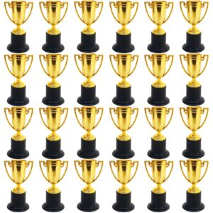 24 Pack Mini Trophies for Kids Awards,Plastic Gold Award Trophy Cups,Golden Award Trophy Cups Set,Gold Participation Trophys Cup for Party Favors,Rewards,Props,Sports,Competitions(4 in)