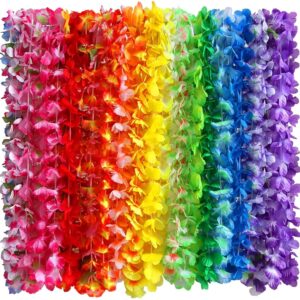 100% Genuine Hawaiian Leis Necklace, vibrant tropical colors perfect for luau parties or festive occasions.