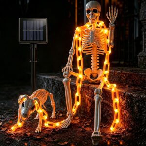 Premium imported skeleton and dog skeleton decorations with glowing lights from Curat Cart, perfect for festive displays.