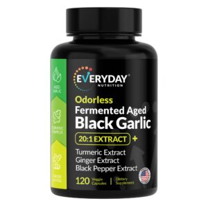 Premium imported Fermented Aged Black Garlic Capsules from Curat Cart, featuring a powerful 20:1 extract blend for health benefits.