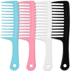 Premium imported wide tooth combs for curly hair in four stylish colors available at Curat Cart. Perfect for detangling and styling.