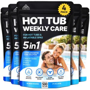 Premium imported Hot Tub Weekly Care Water Clarifier, 5-in-1 solution for clean and clear water. Available at Curat Cart.