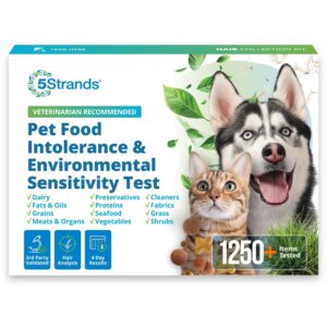Discover the 5Strands Pet Food Sensitivity Test, a premium import that analyzes 1250+ items for your pet's dietary needs. Available at Curat Cart.