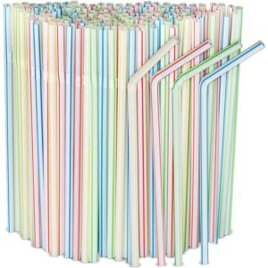 Flexible plastic drinking straws in vibrant colors, a premium import available at Curat Cart for stylish sipping.