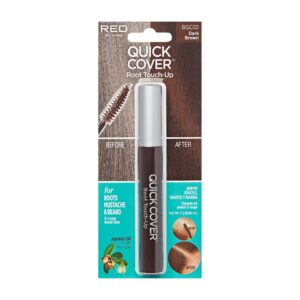 RED by KISS Quick Cover Root Touch Up Rescue (Dark Brown), Mascara Natural Water-Resistant Temporary Gray Concealer Cover Up Brush for Hair Mustache & Beard, Formulated with Jojoba Oil
