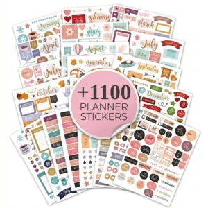 Elevate your planning with premium imported Aesthetic Monthly Planner Stickers from Curat Cart, featuring over 1100 vibrant designs.