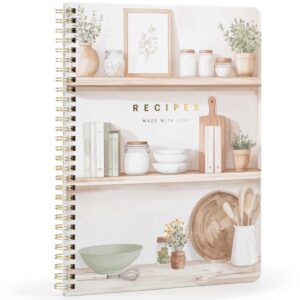 Premium imported aesthetic recipe book for meals, beautifully designed with shelves of cooking essentials. Available at Curat Cart.
