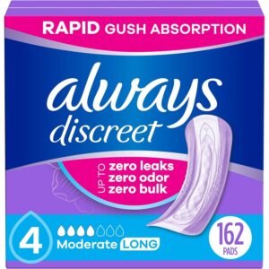 Discover the authentic Always Discreet pads for effective leakage protection. Genuine product with rapid absorption and comfort.