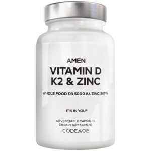 Amen Vitamin D3 K2 Zinc offers premium imported nutrition with 60 vegetable capsules, available at Curat Cart for health enthusiasts.