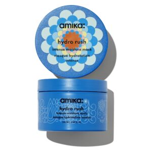 amika hydro rush moisture mask showcases premium imported hydration for your hair. Available at Curat Cart.