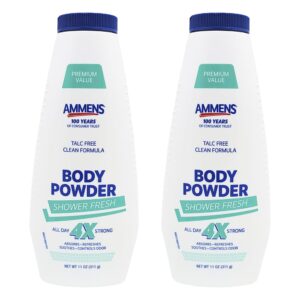Ammens Powder Shower Fresh, a premium imported talc-free body powder for all-day freshness, available at Curat Cart.