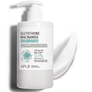 APLB Glutathione Niacinamide Body Lotion, 100% genuine skincare with 12.5% Lipo Gluta Niacin for soothing hydration.