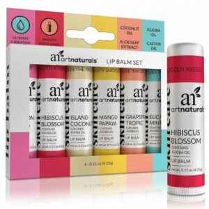 Discover the ArtNaturals Beeswax Lip Balm Gift Set, featuring six authentic flavors for ultimate hydration and smooth application.