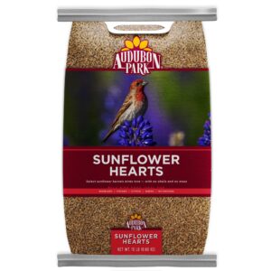 Premium imported Audubon Park Sunflower Hearts, perfect for attracting birds. Available at Curat Cart for nature enthusiasts.