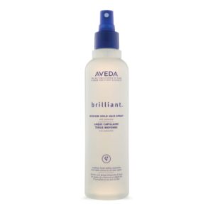 Aveda Brilliant Medium Hold Hair Spray, a premium import offering flexible hold and shine, available at Curat Cart.