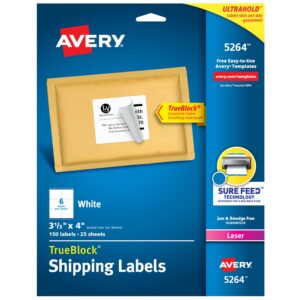 Avery Printable Shipping Labels, premium import with TrueBlock technology, available at Curat Cart. Perfect for seamless labeling.