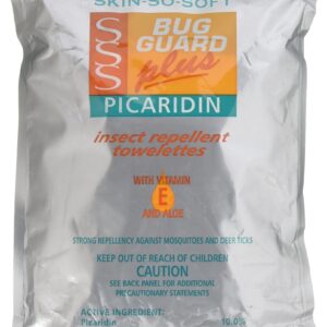 Avon Bug Guard Plus Picaridin towelettes, premium imported insect repellent with Vitamin E and Aloe, available at Curat Cart.