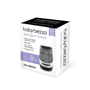 Premium imported Baby Brezza detergent soap tablets remove stubborn stains. Ideal for bottle washing. Available at Curat Cart.