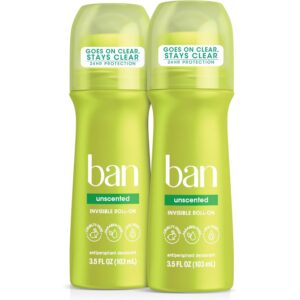 Authentic Ban Invisible Roll-on Antiperspirant offers 24-hour protection. Unscented, 100% genuine, and skin-friendly.