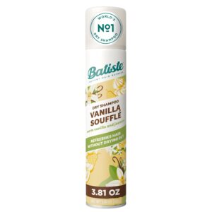 Batiste Dry Shampoo Vanilla, a premium import, refreshes hair with warm vanilla scent. Available at Curat Cart for a luxurious feel.