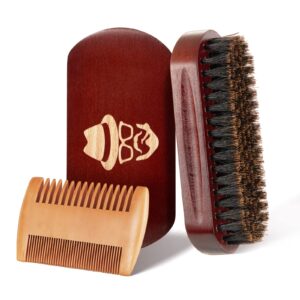 100% genuine beard brush with boar bristles and wooden comb, designed for effective grooming and styling.