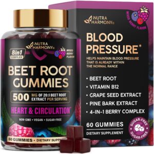 Premium imported Beet Root Gummies for blood pressure support, featuring mixed berry flavor. Available at Curat Cart.