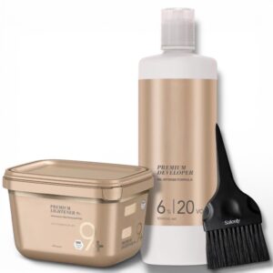 Premium imported Blonde-Me Lightener and Developer set from Curat Cart, perfect for achieving salon-quality results at home.