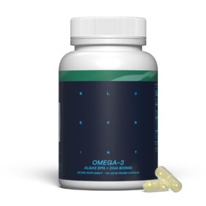 Explore Blueprint Bryan Johnson Omega-3, a premium imported algae EPA + DHA supplement, available at Curat Cart.