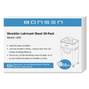 BONSEN Paper Shredder Lubricant Sheets, premium import for enhanced shredding efficiency. Available at Curat Cart.