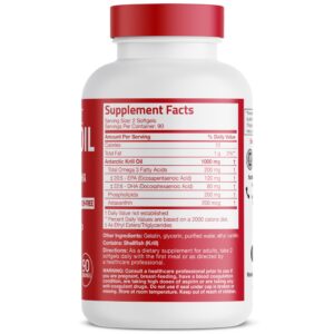 100% Genuine Bronson Antarctic Krill Oil in a white bottle with detailed supplement facts for health support.
