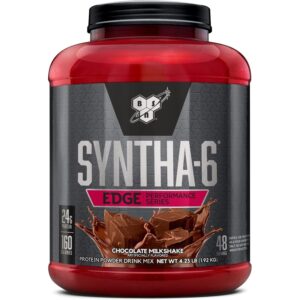 Genuine BSN SYNTHA-6 EDGE Protein Powder in Chocolate Milkshake flavor, offering 24g protein per serving and 160 calories.