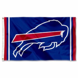 Premium imported Buffalo Bills Flag showcasing vibrant colors and design, available at Curat Cart for passionate fans.