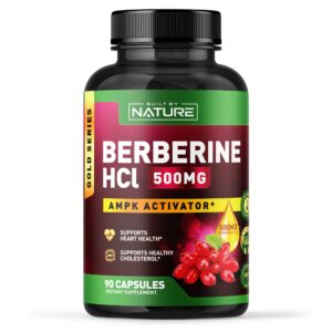 Premium imported Built by Nature Berberine supplement, featuring 90 capsules for heart health support, available at Curat Cart.