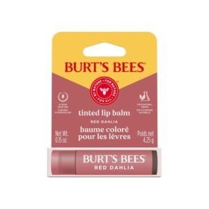Explore Burt's Bees Tinted Lip Balm in Red Dahlia, a 100% genuine product for soft, hydrated lips with a hint of color.