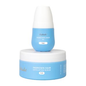 Discover the premium imported Bushbalm Ingrown Hair Routine, featuring exfoliating scrub and oil for smooth skin, available at Curat Cart.