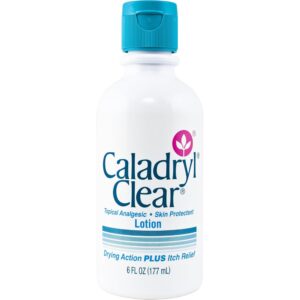 Caladryl Clear Anti-Itch Lotion, a premium import, offers effective itch relief and skin protection. Available at Curat Cart.