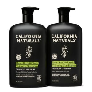 California Naturals Anti-Thinning Shampoo and Conditioner, 100% genuine, promotes thicker, fuller hair with natural ingredients.