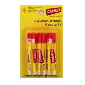 Carmex Classic Medicated Lip Balm, a premium imported choice, soothes, heals, and protects lips. Available at Curat Cart.